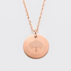 Pendentif personnalisé médaille gravée plaqué or rose 19 mm - Edition spéciale Arbre de Vie