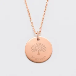 Pendentif personnalisé médaille gravée plaqué or rose 19 mm - Edition spéciale Arbre de Vie