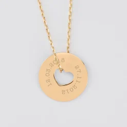 Pendentif personnalisé médaille gravée plaqué or cible coeur 21 mm