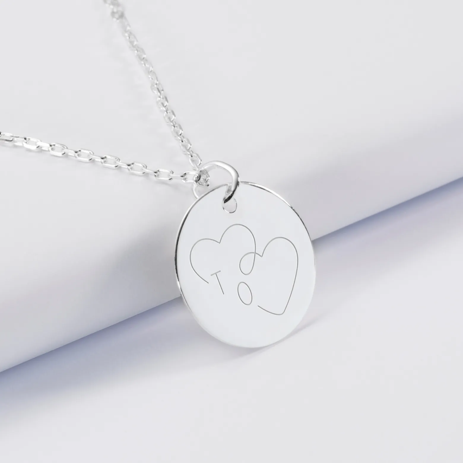 Pendentif personnalisé médaille gravée argent 19 mm - Edition spéciale mariage Coeur Infini