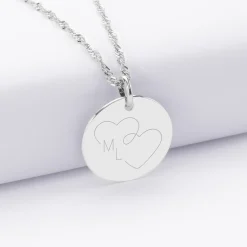 Pendentif personnalisé médaille gravée argent 19 mm - Edition spéciale mariage Coeur Infini