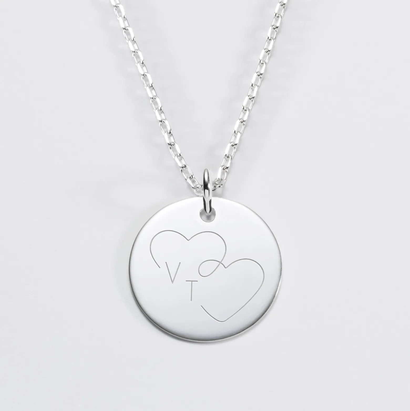 Pendentif personnalisé médaille gravée argent 19 mm - Edition spéciale mariage Coeur Infini