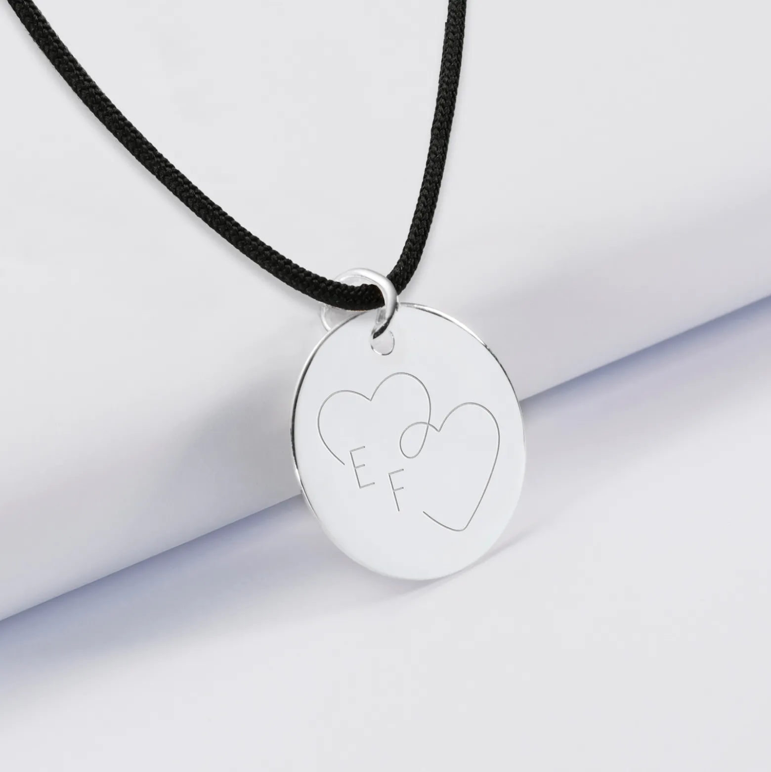 Pendentif personnalisé médaille gravée argent 19 mm - Edition spéciale mariage Coeur Infini
