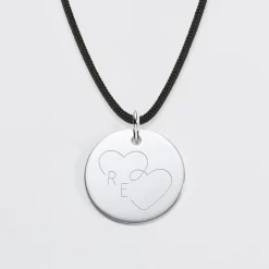Pendentif personnalisé médaille gravée argent 19 mm - Edition spéciale mariage Coeur Infini