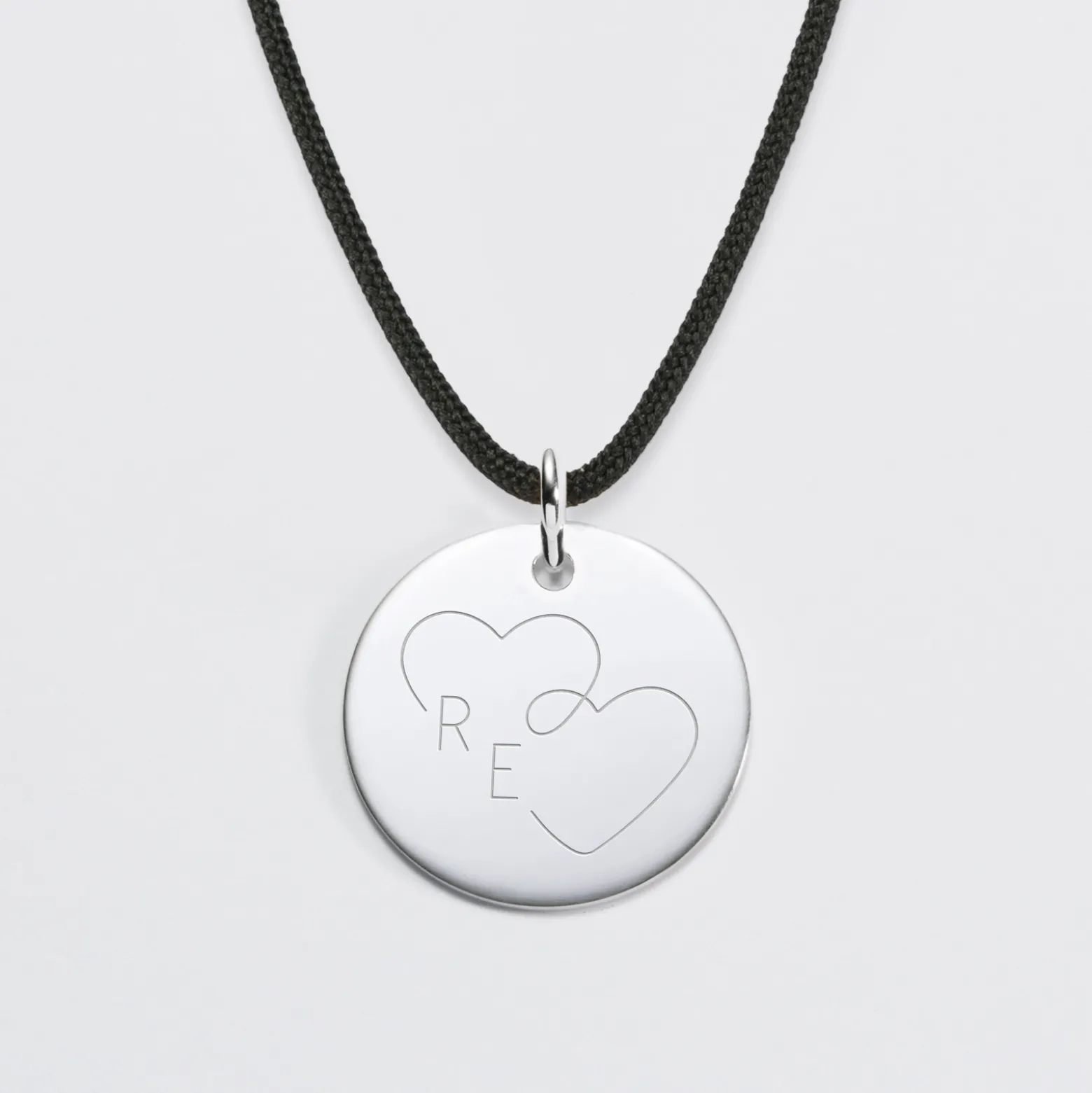Pendentif personnalisé médaille gravée argent 19 mm - Edition spéciale mariage Coeur Infini