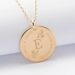 Pendentif personnalisé médaille gravée plaqué or 27 mm - édition spéciale
