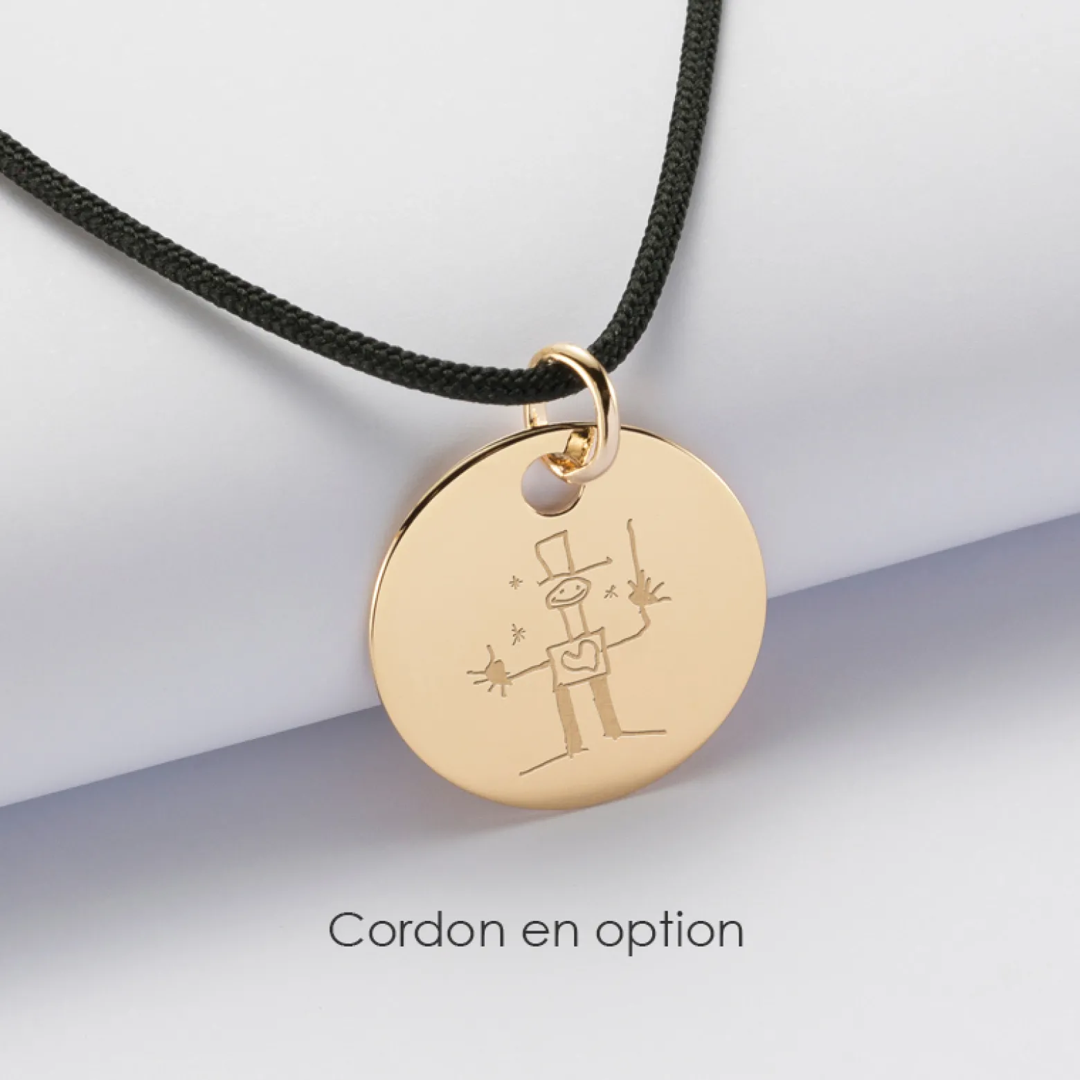 Pendentif personnalisé médaille gravée plaqué or 27 mm - édition spéciale "Initiale Florale" - Nos petits imparfaits