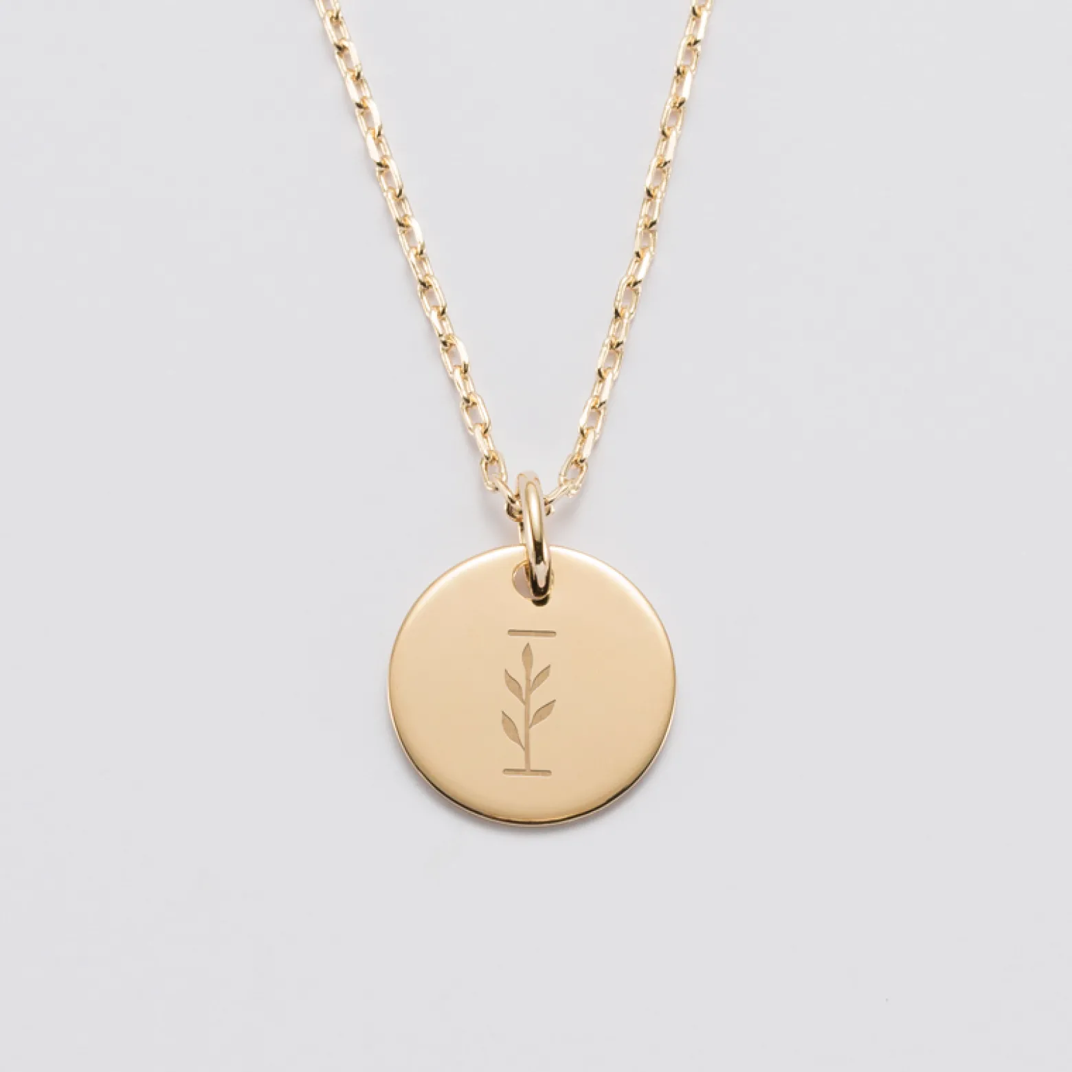 Pendentif personnalisé médaille gravée plaqué or 15 mm - édition spéciale "Alphabet floral"