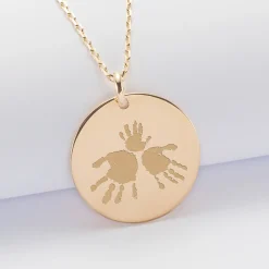 Pendentif personnalisé médaille gravée plaqué or 27 mm