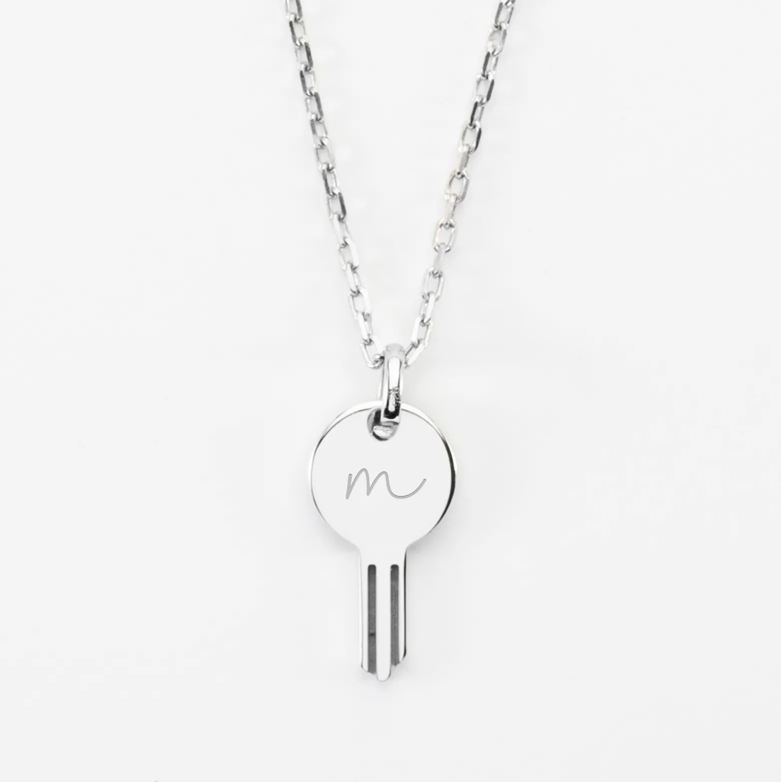 Pendentif personnalisé médaille gravée argent clé 19x10mm