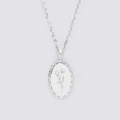 Pendentif personnalisé médaille vintage ovale dentelée gravée argent 20x13 mm - Nos petits imparfaits