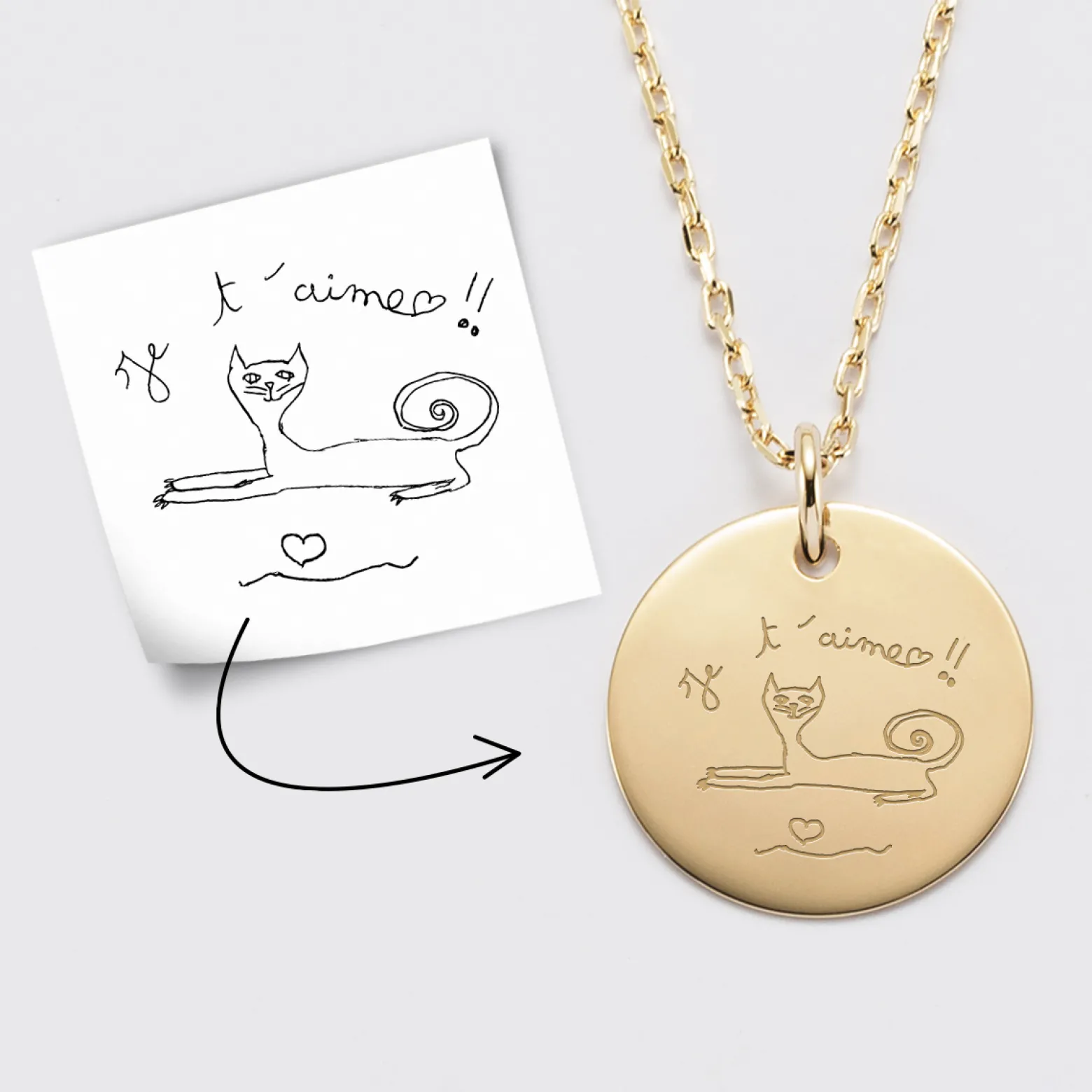 Pendentif personnalisé médaille gravée plaqué or 19 mm