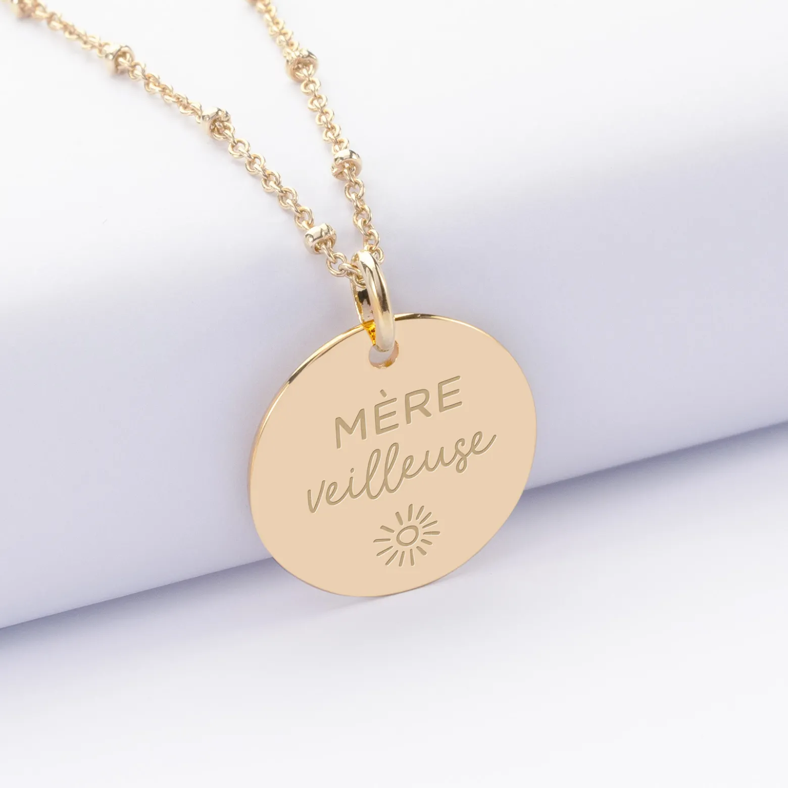 Pendentif personnalisé médaille gravée plaqué or 19 mm
