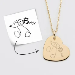 Pendentif personnalisé médaille gravée plaqué or coeur 19x21 mm