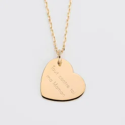 Pendentif personnalisé médaille gravée plaqué or coeur 19x21 mm