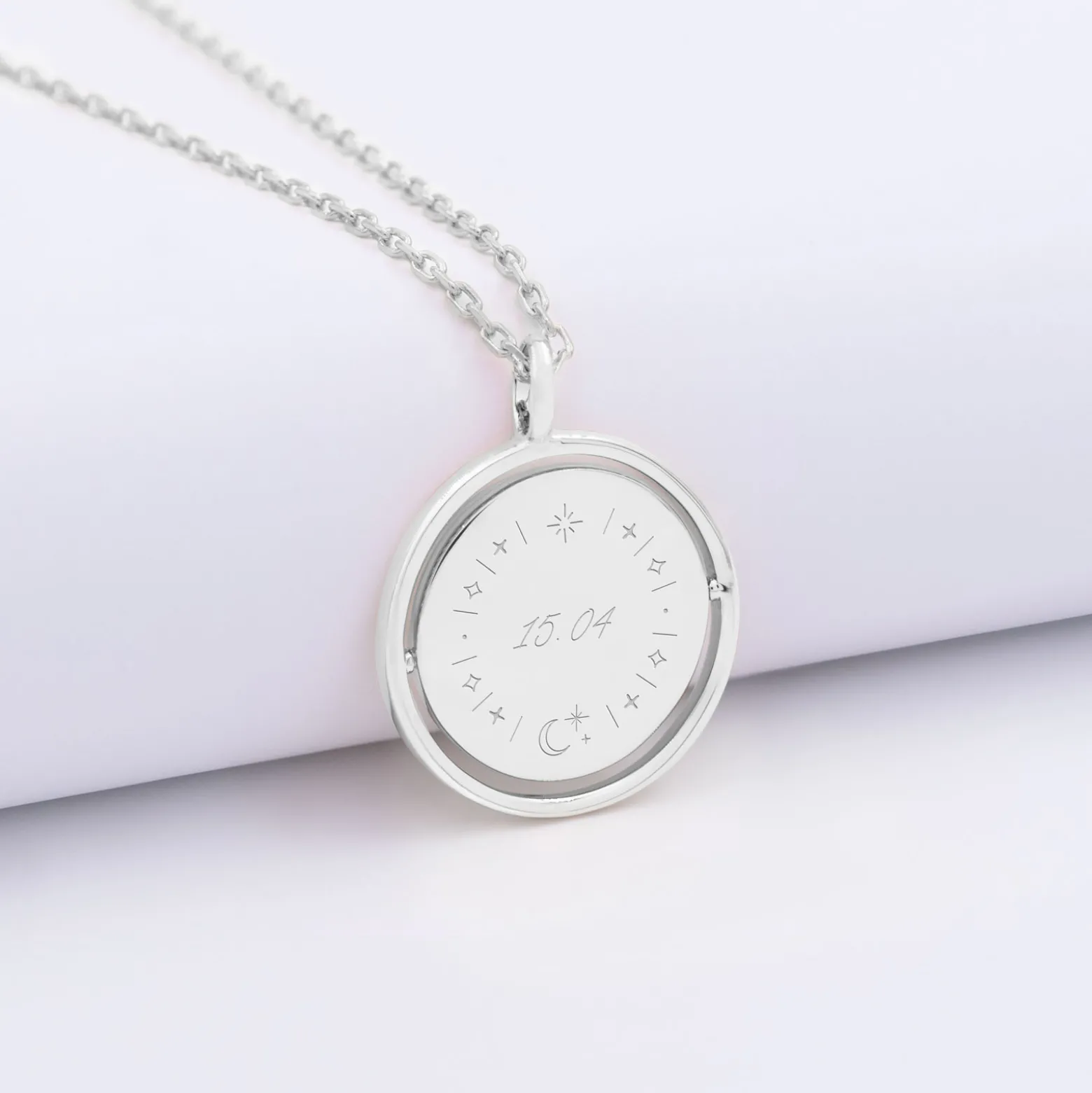 Pendentif personnalisé médaille réversible Eternelle gravée argent 18 mm - HappyBulle x Capucine