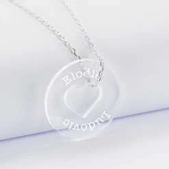 Pendentif personnalisé médaille gravée acrylique cible coeur 28 mm