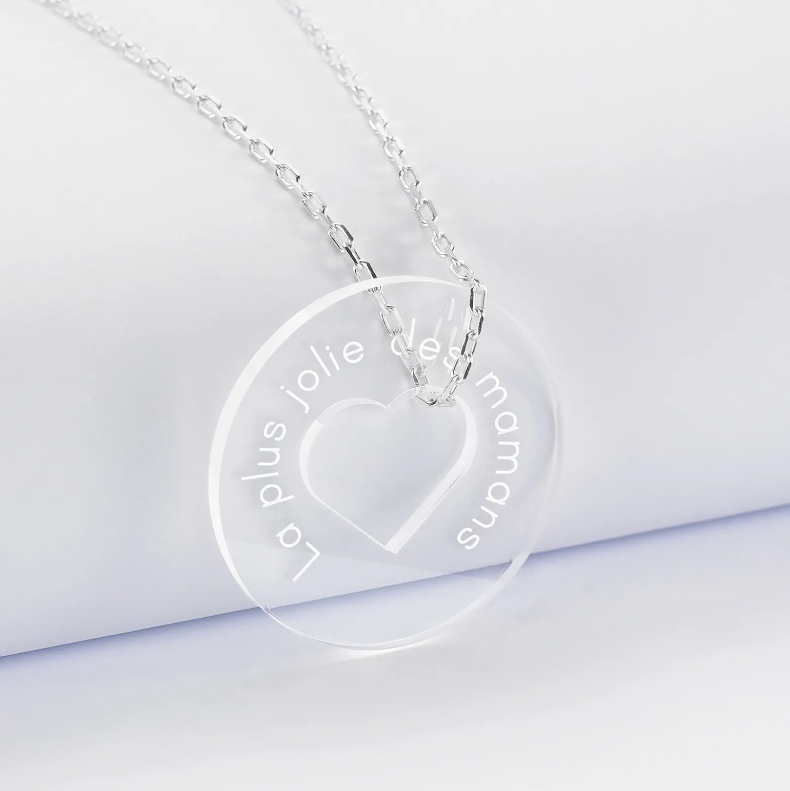 Pendentif personnalisé médaille gravée acrylique cible coeur 28 mm