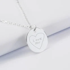 Pendentif personnalisé médaille gravée argent 19 mm - Edition spéciale Ornement floral