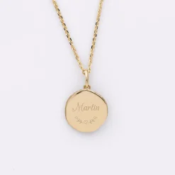 Pendentif personnalisé médaille gravée plaqué or rose des vents texturée 14 mm