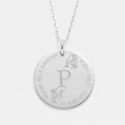 Pendentif personnalisé médaille gravée argent 27 mm - édition spéciale