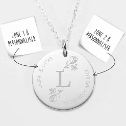 Pendentif personnalisé médaille gravée argent 27 mm - édition spéciale