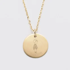 Pendentif personnalisé prénom médaille gravée plaqué or 19 mm - HappyBulle x Marie Savart