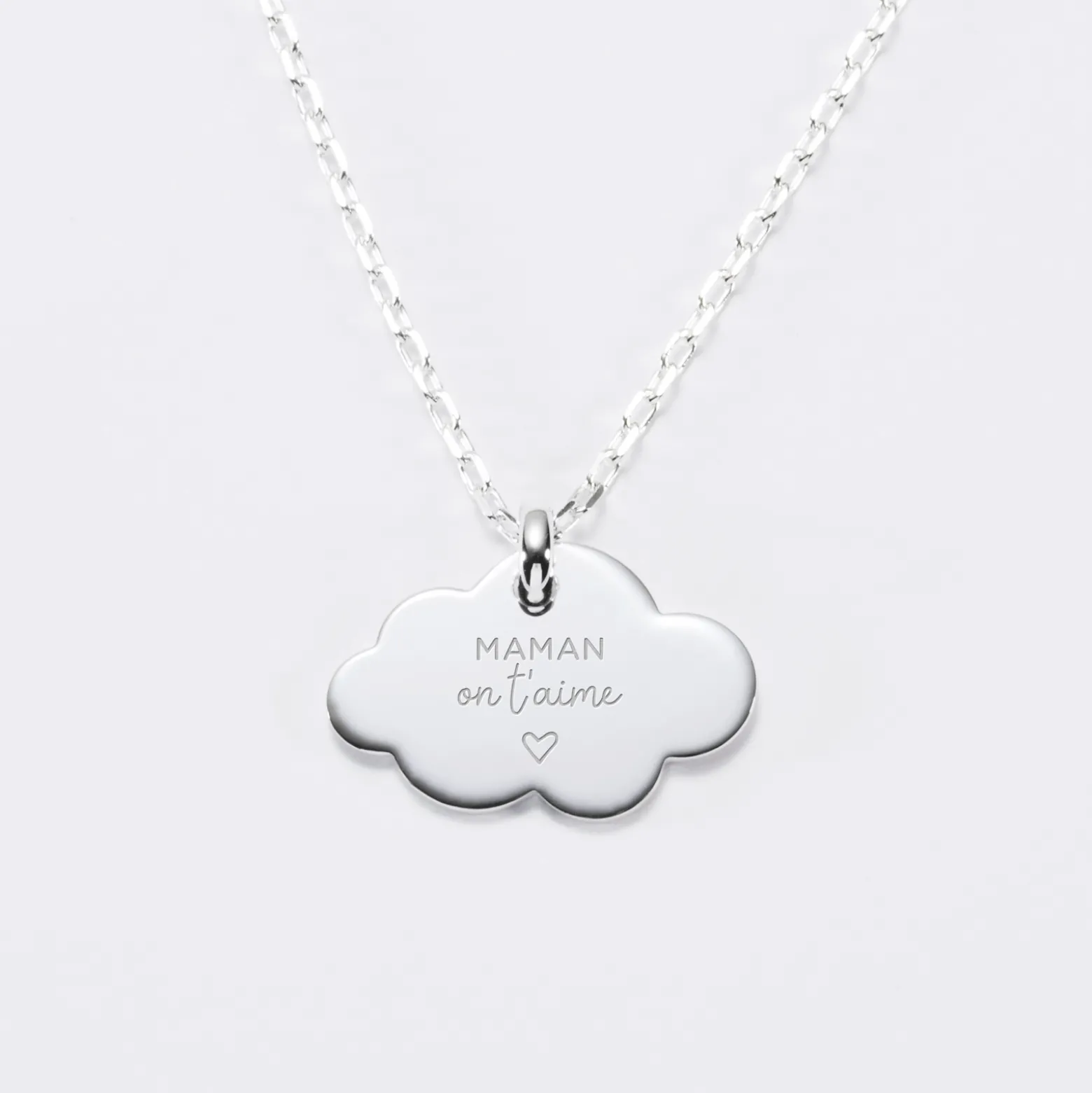 Pendentif personnalisé prénom médaille gravée argent dormeuse nuage 20x14