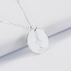 Pendentif personnalisé prénom médaille gravée argent 19 mm - HappyBulle x Marie Savart