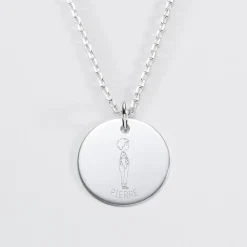 Pendentif personnalisé prénom médaille gravée argent 19 mm - HappyBulle x Marie Savart