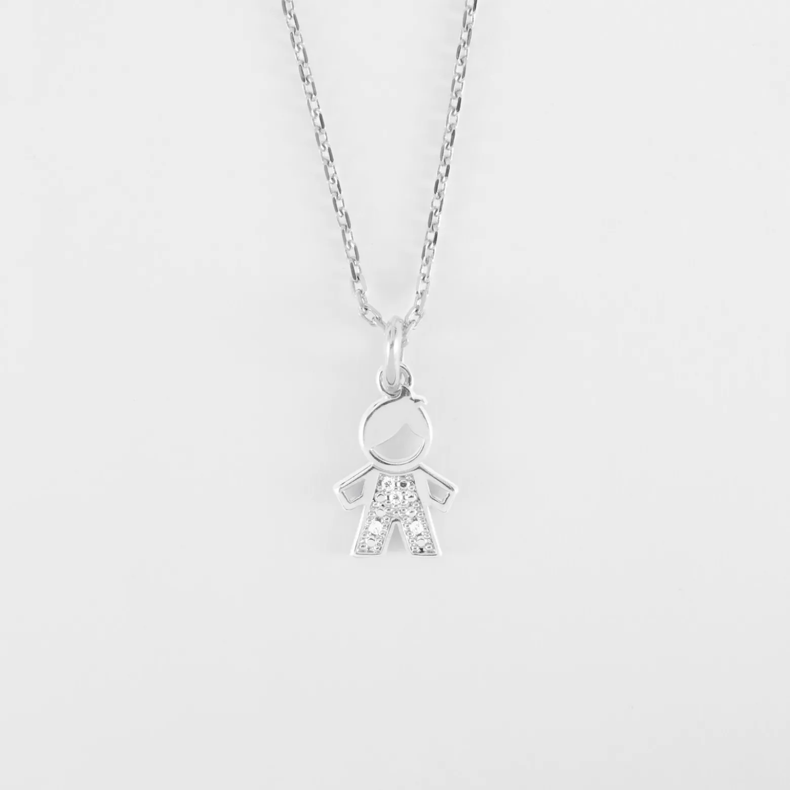 Pendentif petit garçon scintillant argent 12 mm