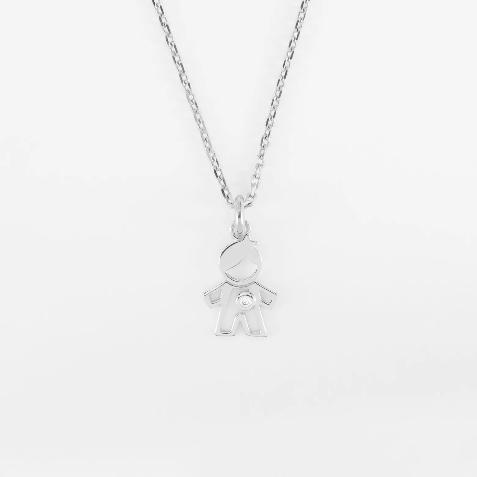 Pendentif petit garçon zircon argent 12 mm
