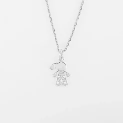 Pendentif petite fille scintillante argent 12 mm