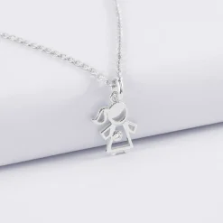 Pendentif petite fille zircon argent 12 mm