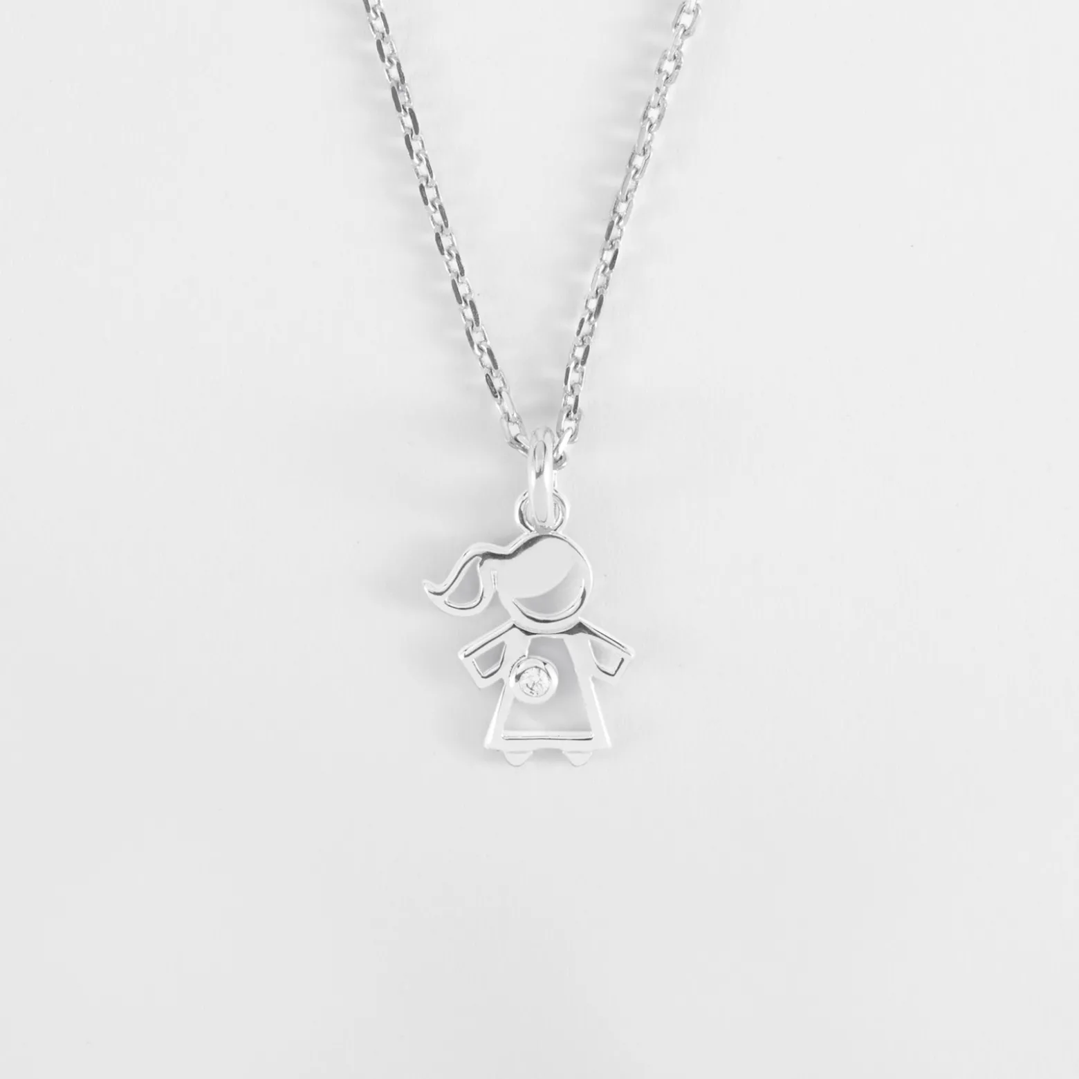 Pendentif petite fille zircon argent 12 mm