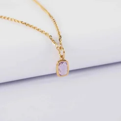 Pendentif rectangle zircon plaqué or 9 mm