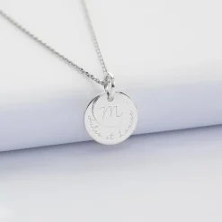 Pendentif réversible personnalisé double médailles gravées argent 10 mm et 15 mm
