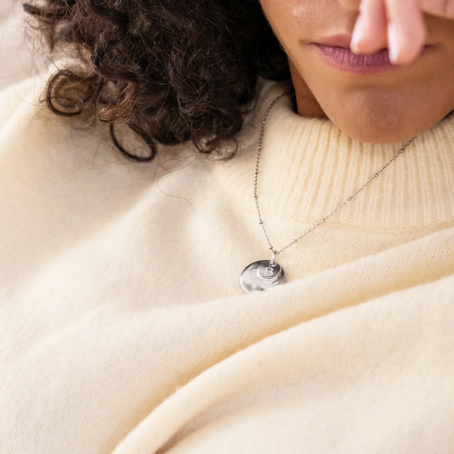 Pendentif réversible personnalisé double médailles gravées argent 10 mm et 19 mm