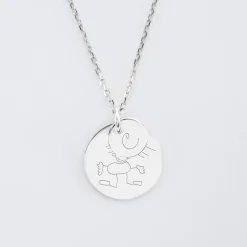 Pendentif réversible personnalisé double médailles gravées argent 10 mm et 19 mm