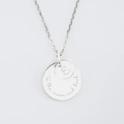 Pendentif réversible personnalisé double médailles gravées argent 10 mm et 19 mm