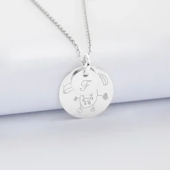 Pendentif réversible personnalisé double médailles gravées argent 10 mm et 19 mm