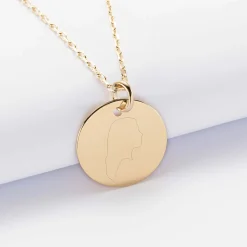 Pendentif silhouette personnalisé médaille plaqué or 19 mm -