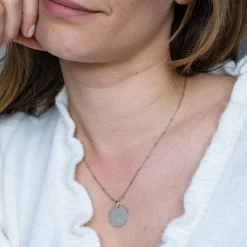Pendentif silhouette personnalisé médaille argent 19 mm - 