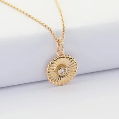 Pendentif tournesol scintillant plaqué or 14 mm