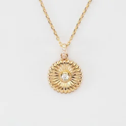 Pendentif tournesol scintillant plaqué or 14 mm
