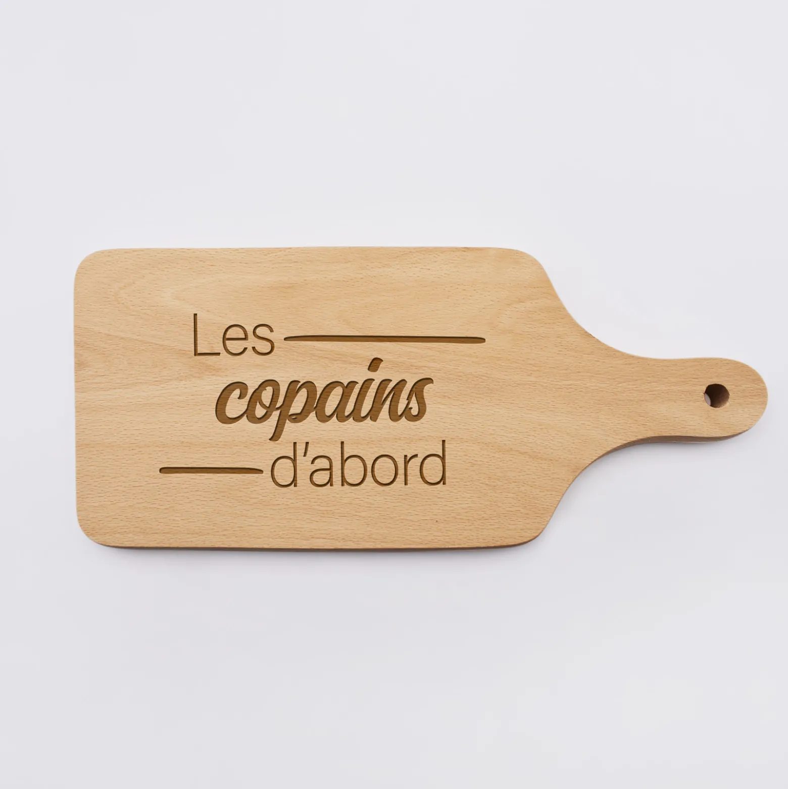 Planche à découper avec poignée EVG personnalisée bois gravé 12x26 cm