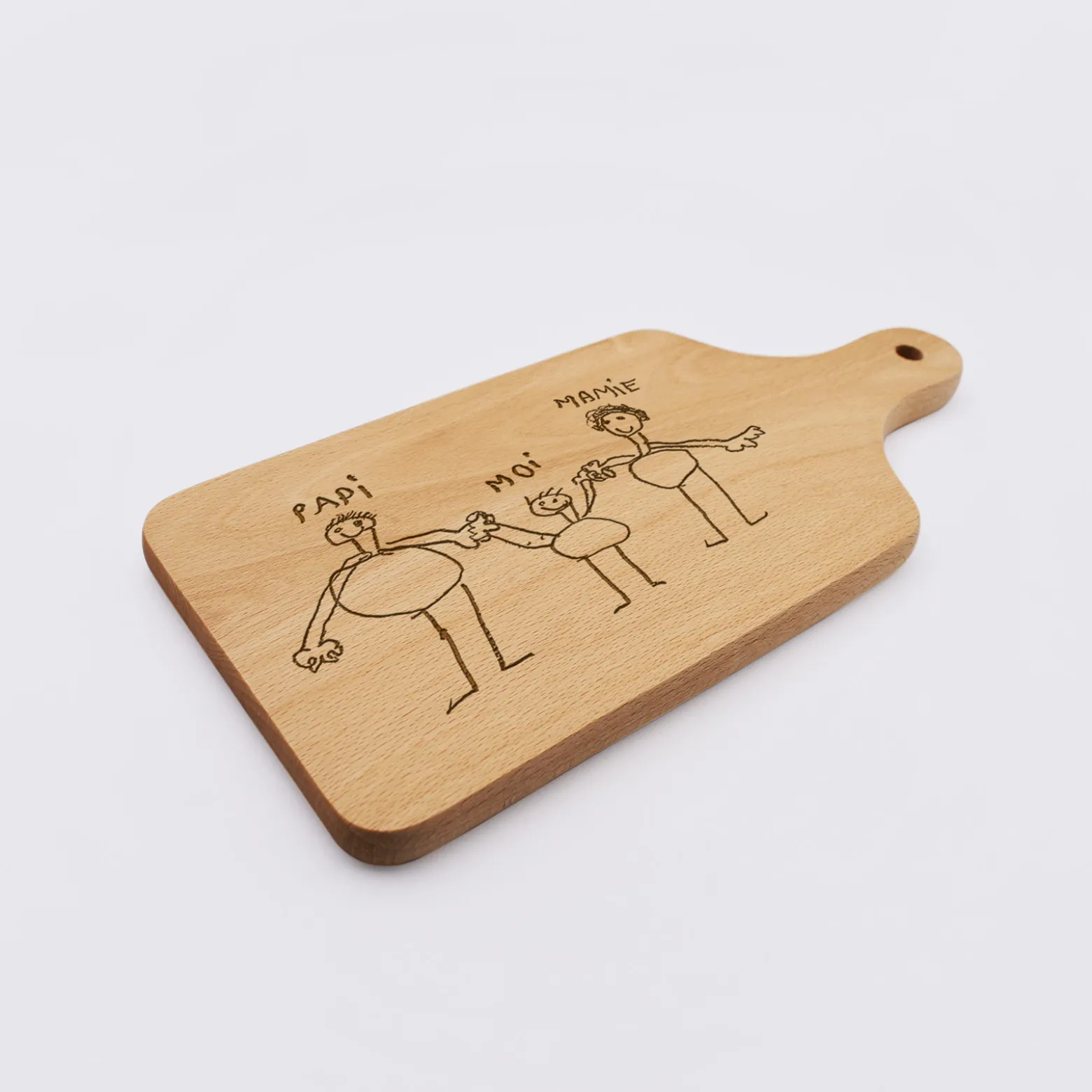 Planche à découper avec poignée personnalisée bois gravé 12x26 cm
