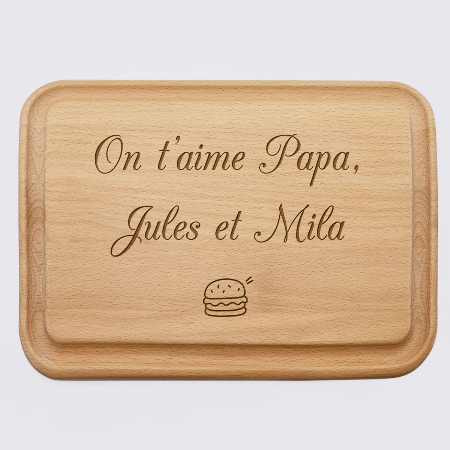 Planche à découper cuisine personnalisée bois gravé 35x25 cm