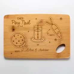 Planche à découper Noël personnalisée bambou gravé 20x15 cm - édition spéciale "Goûter du Père Noël"