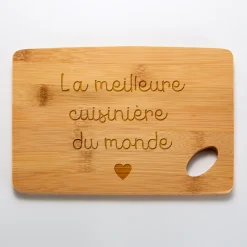 Planche à découper personnalisée bambou gravé 20x15 cm - Nos petits imparfaits